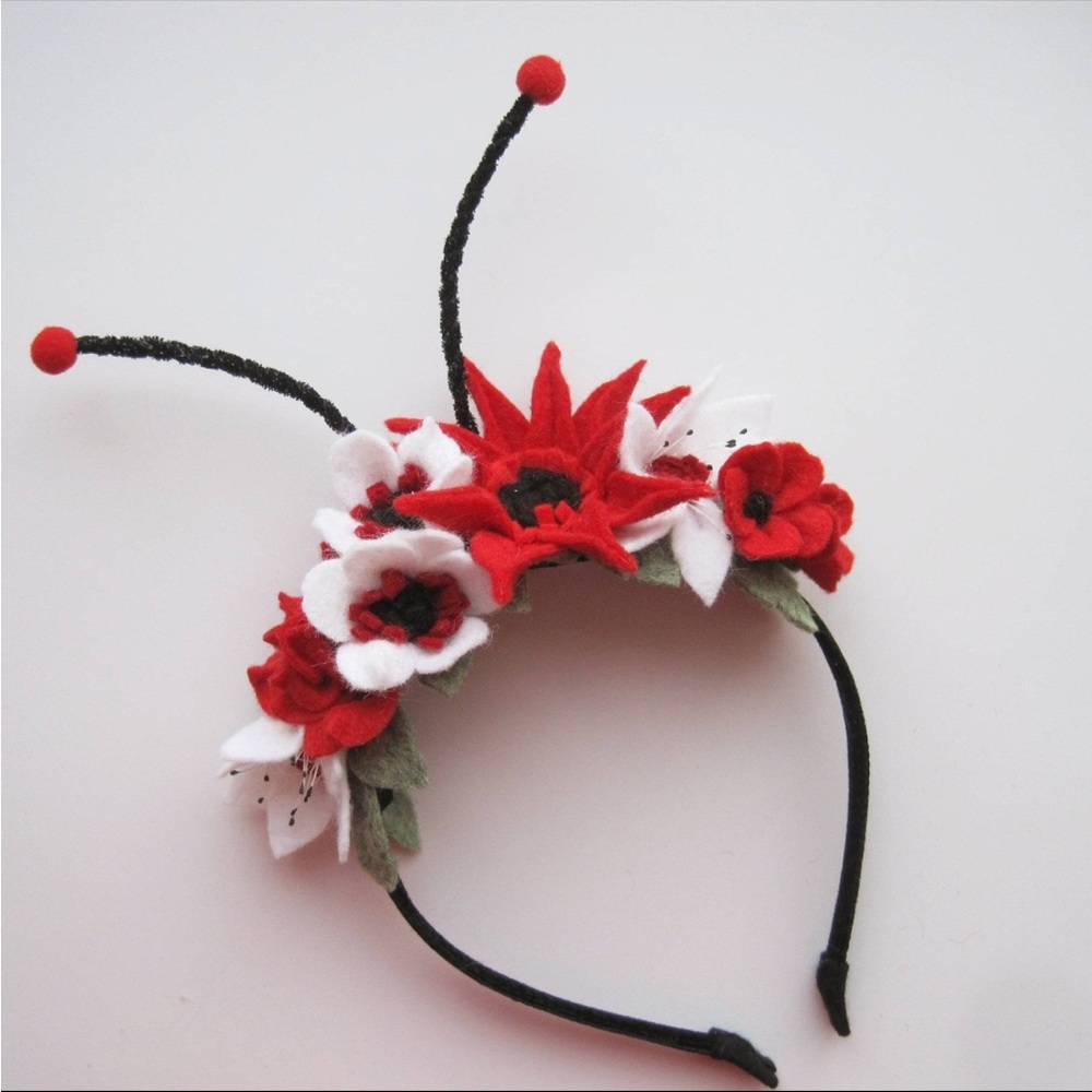 Ladybug Felt Flower Handmade Headband